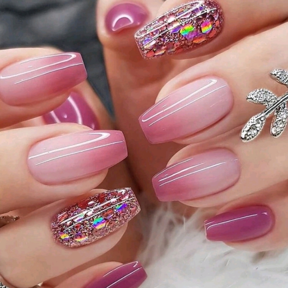 Pink ombre nails